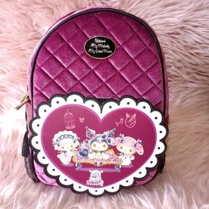 Kuromi, My Melody & My Sweet Piano Velvet Mini Backpack